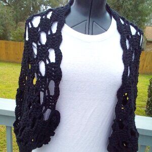 Handled Crafted Shrug, Color Black, one size fit most.